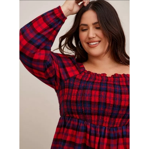 Torrid Brushed Rayon Acrylic Smocked Top - Picture 9 of 9